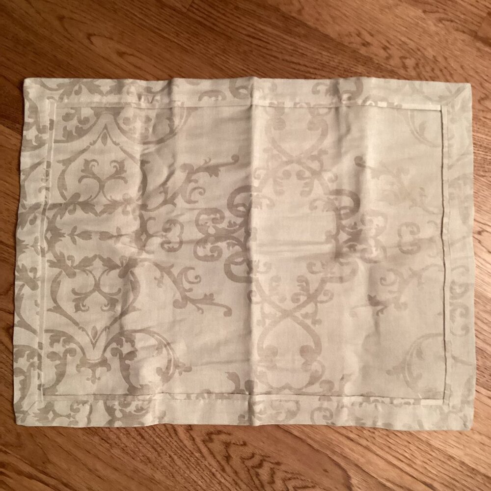 NWT VILLA HOME COLLECTION JACQUARD LINEN BLEND STANDARD SHAM in BEIGE NEW!